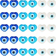 SUPERFINDINGS 30Pcs 3 Colors Handmade Evil Eye Lampwork Beads Strands, Heart, Mixed Color, 11.5x14x4.5mm, Hole: 1.2mm, 10pcs/color(LAMP-FH0001-10)