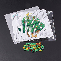 DIY Melty Beads Fuse Beads Sets: Fuse Beads, ABC Plastic Pegboards, Pattern Paper and Ironing Paper, Christmas Trees Pattern, Square, Colorful, 14.7x14.7cm(DIY-S033-120)