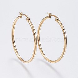 304 Stainless Steel Hoop Earrings, Hypoallergenic Earrings, Golden, 12 Gauge, 34~36x2mm, Pin: 0.7x1mm(X-EJEW-F105-08G)