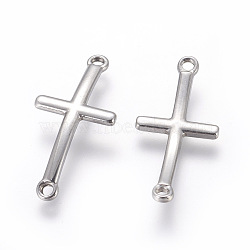 Tarnish Resistant 201 Stainless Steel Links connectors, Sideways Cross, Stainless Steel Color, 30x14x2mm, Hole: 1.8mm(STAS-L217-04P)