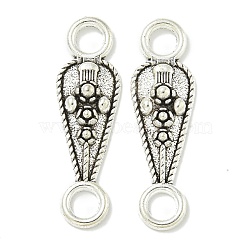 Tibetan Style Alloy Connector Charms, Teardrop Links, Lead Free & Cadmium Free, Antique Silver, 34x10.5x4.5mm, Hole: 4.5mm, about 746pcs/1000g(TIBE-I026-5962AS)