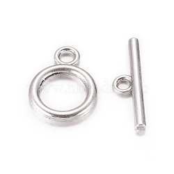 Tibetan Style Alloy Toggle Clasps, Lead Free and Cadmium Free, Antique Silver Color, Ring: about 14mm wide, 19mm long, Bar: about 2mm wide, 22mm long, hole: 2.5mm(X-LF0273Y)