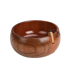 Wood Yarn Bowl Holder, Knitting Wool Storage, with Stopper, Coconut Brown, 15.5x7.5cm(PW-WG47386-01)