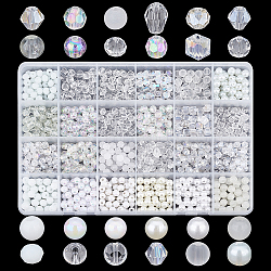 DIY Beads Jewelry Making Finding Kits, Including Glass Beads & Acrylic Beads, Mixed Shapes, Mixed Color, 5~7x4~6x4~6mm, Hole: 1~1.6mm, about 1080pcs/box(DIY-HY0001-26)