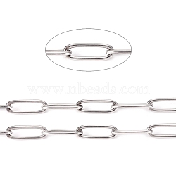 304 Stainless Steel Paperclip Chains, Drawn Elongated Cable Chains, Soldered, with Spool, Stainless Steel Color, Links: 12x4x1mm, about 32.8 Feet(10m)/roll(CHS-L022-02B)