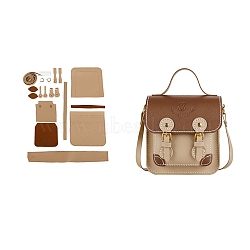 DIY PU Imitation Leather Crossbody Lady Bag Making Sets, Knitting Crochet Shoulder Bags Kit for Beginners, Saddle Brown, 18x16x6.5cm(PW-WG33252-01)