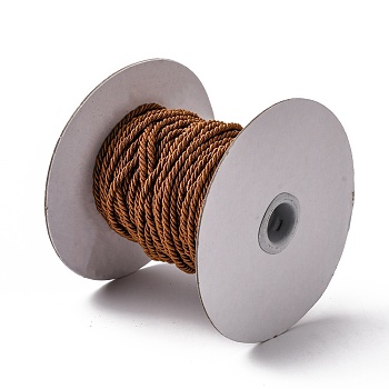 3-Ply Polyester Braided Cords, Twisted Rope, Brown, 0.3cm, about 30M/Roll