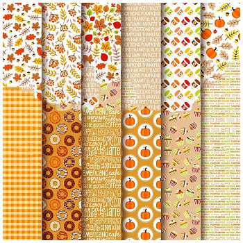 12 Sheets 12 Styles Scrapbooking Paper Pads, Decorative Craft Paper Pad, None Self-Adhesive, Pumpkin, 153x153x0.1mm, 1 Sheet/style