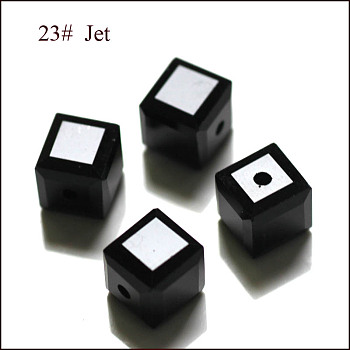 Imitation Austrian Crystal Beads, Grade AAA, Faceted, Cube, Black, 5~5.5x5~5.5x5~5.5mm(size within the error range of 0.5~1mm), Hole: 0.7~0.9mm