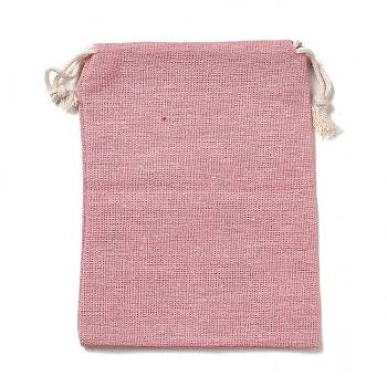 Rectangle Cloth Packing Pouches, Drawstring Bags, Pearl Pink, 16x12.85x0.45cm