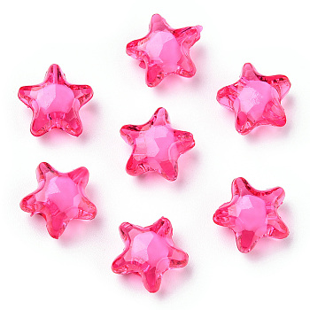 Transparent Acrylic Beads, Bead in Bead, Star, Deep Pink, 12x11x8mm, Hole: 2mm, about 1200pcs/500g