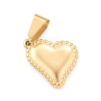 Ion Plating(IP) 304 Stainless Steel Pendants, Heart Charm, Golden, 19x18x3mm, Hole: 4x8mm