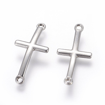 201 Stainless Steel Links connectors, Sideways Cross, Stainless Steel Color, 30x14x2mm, Hole: 1.8mm