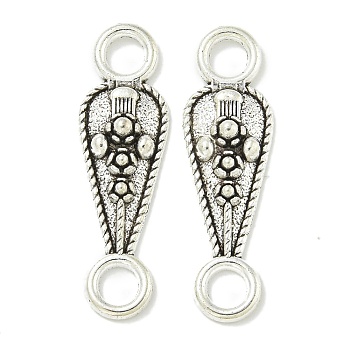 Tibetan Style Alloy Connector Charms, Teardrop Links, Lead Free & Cadmium Free, Antique Silver, 34x10.5x4.5mm, Hole: 4.5mm, about 746pcs/1000g