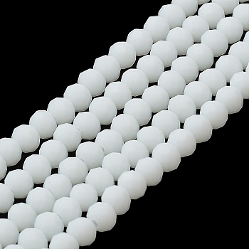 Glass Beads Strands, Faceted, Frosted, Rondelle, White, 2.5mm, Hole: 1mm, about 195pcs/strand, 11 inch(27.5cm)
