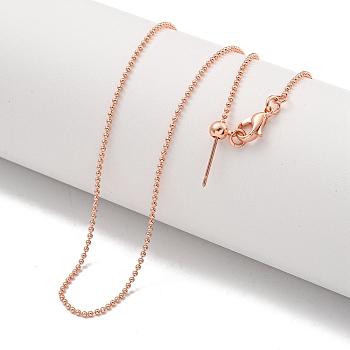 Brass Ball Chain Necklaces for Women, Rose Gold, 17.72 inch(450mm)