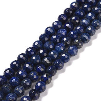Dyed Natural Lapis Lazuli Beads Strands, Faceted(128 Facets), Round, 6mm, Hole: 1mm, about 62pcs/strand, 14.84''(37.7cm)