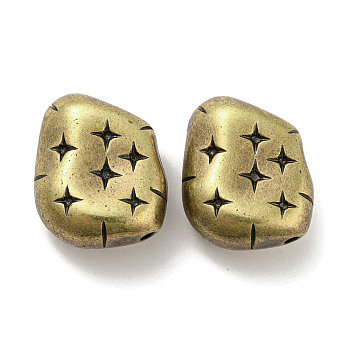 CCB Plastic Beads, Nuggets with Star Pattern, Antique Bronze, 27x22x11mm, Hole: 2.5mm