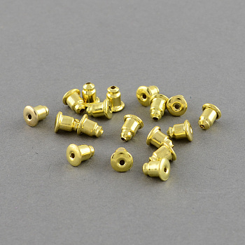 Iron Ear Nuts, Earring Backs, Golden, 6x5mm, Hole: 1mm