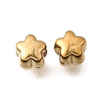304 Stainless Steel Beads, Ion Plating(IP), Star, Real 18K Gold Plated, 4x4x4mm, Hole: 1.4mm