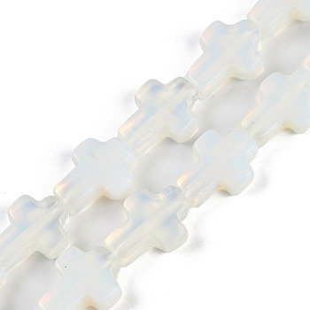 Opalite Beads Strands, Cross, 15x11.5x4.5mm, Hole: 0.7mm, about 25pcs/strand, 15.75''(40cm)