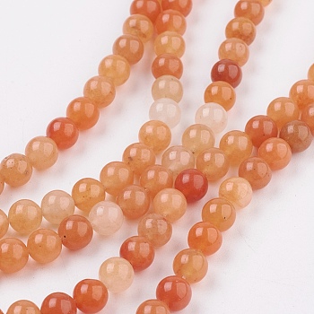 Natural Red Aventurine Beads Strands, Round, 6mm, Hole: 0.8mm, 15~16 inch