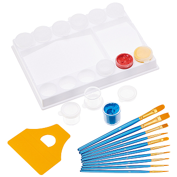 DIY Drawing Pigment Sets, with Art Brushes, Plastic Scraper Tool & Contour Painting Palettes, Mixed Color