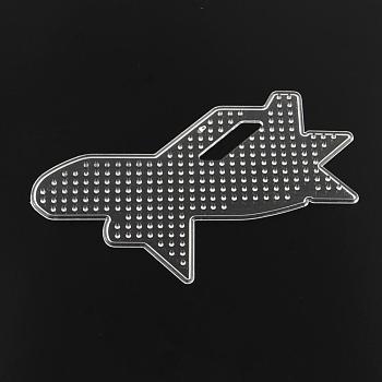Plane/Airliner ABC Plastic Pegboards used for 5x5mm DIY Fuse Beads, Clear, 102x158x5mm