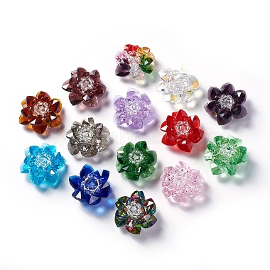 47mm Mixed Color Flower Glass Beads