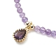 Cubic Zirconia Teardrop Pendant Necklace with Natural Amethyst Beaded Chains(NJEW-JN04121-02)-4