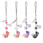 4Pcs Acrylic & Stainless Steel & Alloy Mobile Straps, Fish, Mixed Color, 13.5cm, 4pcs/set(HJEW-HS00022)