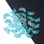 Electroplate Transparent Glass Beads, with Glitter Powder, Butterfly, Cyan, 14.5x8x3.5mm, Hole: 0.8mm(EGLA-L027-E-B02)