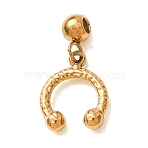 304 Stainless Steel Pendants, with Silicone inside, Hammered Horseshoe Charms, Golden, 17mm, Hole: 0.6mm(CU-CBAB6EC-09G)