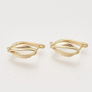 Brass Hoop Earring Findings with Latch Back Closure, Nickel Free, with Horizontal Loop, Real 18K Gold Plated, Teardrop, 17.5x7.5x12.5mm, Hole: 1.2mm, Pin: 0.8x1mm(KK-T048-029G-NF)