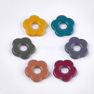 Opaque Acrylic Pendants, Flower, Mixed Color, 26x26.5x4.5mm, Hole: 1.6mm(X-OACR-T011-55)