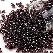 TOHO Round Seed Beads, Japanese Seed Beads, (115) Transparent Luster Amethyst, 8/0, 3mm, Hole: 1mm, about 222pcs/bottle, 10g/bottle(SEED-JPTR08-0115)