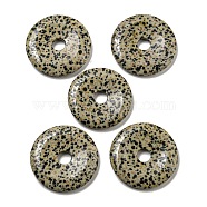 Natural Dalmatian Jasper Pendants, Donut/Pi Disc Charms, 50x6.5~7.5mm, Hole: 10mm(G-P532-01A-25)
