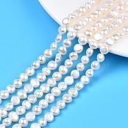 Grade AA Natural Cultured Freshwater Pearl Beads Strands, Potato, Seashell Color, 5~7.5x6~8.5x3.5~5.5mm, Hole: 0.8mm, about 53~54pcs/strand, 14.09 inch~14.45 inch(35.8cm~36.7cm)(PEAR-N014-07B)