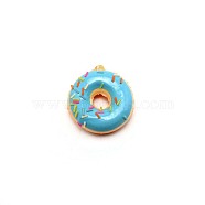 PU Imitation Doughnut Pendant Decorations, Artificial Donuts Fake Cake Dessert Model, Light Sky Blue, 52~54x46~48x19mm, Hole: 2mm(FIND-WH0094-67A)