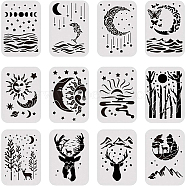 Plastic Drawing Painting Stencils Templates Sets, Mixed Patterns, 21x29.7cm, 12pcs/set(DIY-WH0172-034)