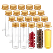20Pcs Glass Bead Containers, with Aluminum Cap, Gold, 8.1x2.2cm, Capacity: 20ml(0.68fl. oz)(CON-BC0007-31C)