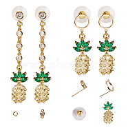 SUNNYCLUE DIY Earring Making, with Brass Cubic Zirconia Ear Stud Components and Links, Brass Open Jump Rings, Golden, 12x10cm, about 38pcs/set(DIY-SC0004-08G)