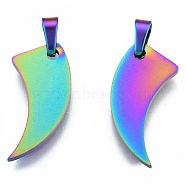 Ion Plating(IP) 201 Stainless Steel Pendants, with Stainless Steel Snap On Bails, Reaping Hook, Rainbow Color, 18.5x16x1.5mm, Hole: 3x4mm(STAS-N098-199M)