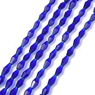 Opaque Glass Beads Strands, Faceted, Bicone, Blue, 8x4mm, Hole: 0.8mm, about 70pcs/Strand, 22.99''(58.4cm)(GLAA-P001-03A-07)