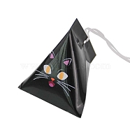 Halloween Cartoon Cardboard Candy Boxes, with Silk Ribbon, Triangle Snake Gift Box, for Halloween Party Supplies, Black, 9.4x8.4x8cm(CON-G017-01D)