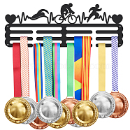 Sports Theme Iron Medal Hanger Holder Display Wall Rack, with Screws, Triathlon Pattern, 150x400mm(ODIS-WH0021-603)