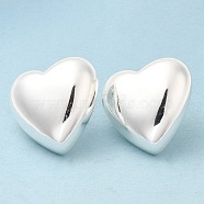 Rack Plating Brass Stud Earrings, Lead Free & Cadmium Free, Long-Lasting Plated, Heart, Silver, 22x22mm(EJEW-F324-02S)