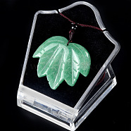 Natural Green Aventurine Pendants Necklaces, Leaf, 14.96 inch(38cm)(PW-WG25252-05)