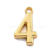 Alloy Pendants, Cadmium Free & Lead Free, Golden, Number, Num.4, 18x10.5x2.1mm, Hole: 2.4mm(PALLOY-M196-01E)