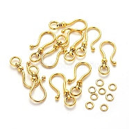 Tibetan Style S Hook Clasps, Cadmium Free & Lead Free, Antique Golden, S Hook: 38x16x8mm, Ring: 8mm, Hole: 5mm(GLF5091Y)